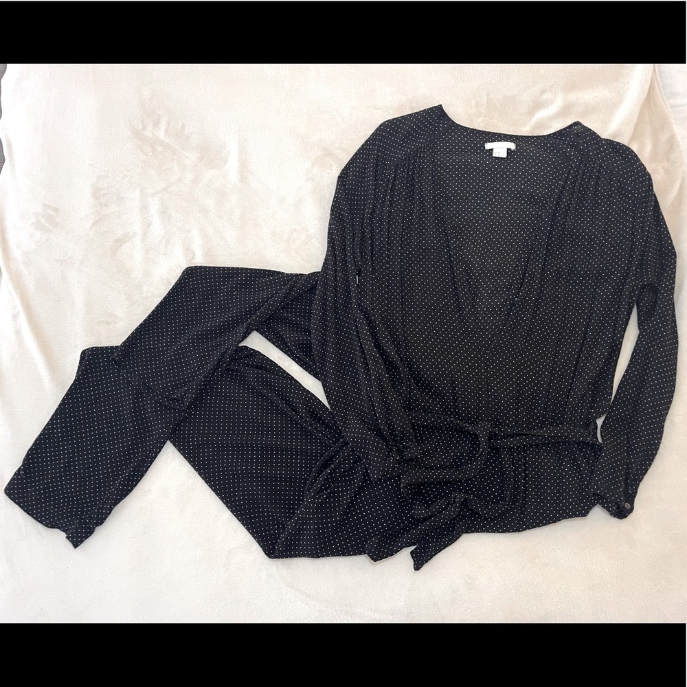 H&M Navy Polka Dot Jumpsuit - 10
